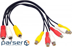 Кабель-сплітер AV 3xRCA - 6xRCA M/F, 0.3 м (S0947) (S0947)