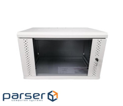 Шафа настінна EServer 19 6U-600х350х370 (скло), сірий (ES-Е 635G)