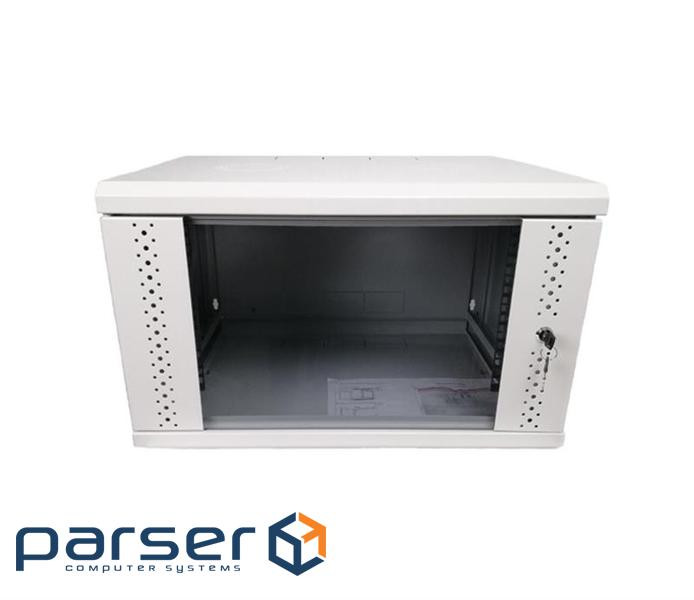 Шафа настінна Eserver 6U, 600х350х370 (Ш*Г*В), скло, сірий (ES-Е635G)