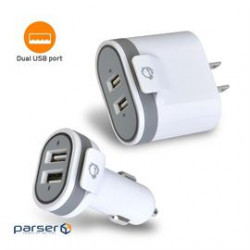 SIIG Accessory AC-PW1A22-S1 Fast Charging USB Wall Car Charger Bundle Pack White Brown Box