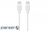 Дата кабель USB-C to USB-C 1.0m Glow 60W white 2E (2E-CCCC-WH)