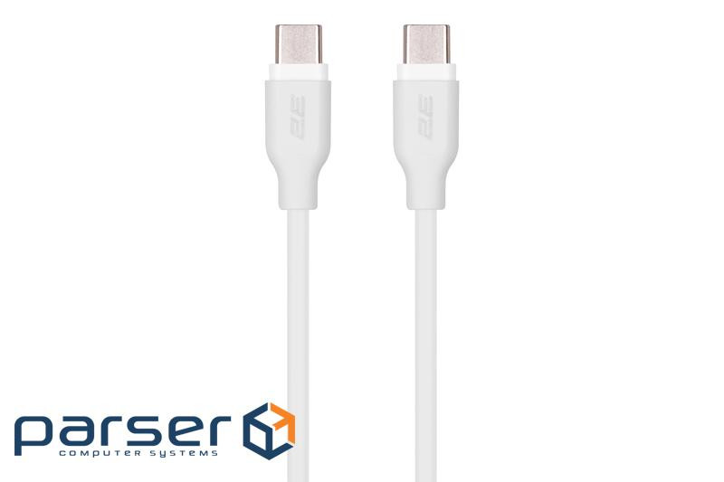 Дата кабель USB-C to USB-C 1.0m Glow 60W white 2E (2E-CCCC-WH)