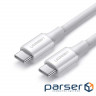 Cable UGREEN US300 USB 2.0 Type-C M-M, 1 m, (20V/5A), (100W) White (60551)