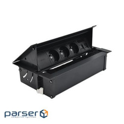 Врізн роз блок S487: 2x220В Schuko, 2x220В Schuko ДБЖ, 1хRJ45 м-м кат6 UTP, чорн(48720F220F00000-44)
