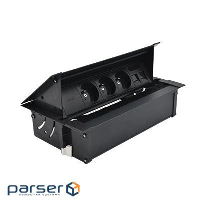 Врізн роз блок S487: 2x220В Schuko, 2x220В Schuko ДБЖ, 1хRJ45 м-м кат6 UTP, чорн(48720F220F00000-44)