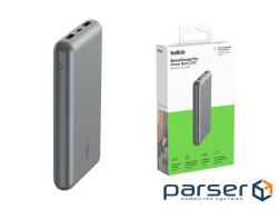 Акумулятор портативний літій-іонний Power Bank Belkin 20000мА·,год, 15Вт, 2хUSB-A/U (BPB012BTGY)