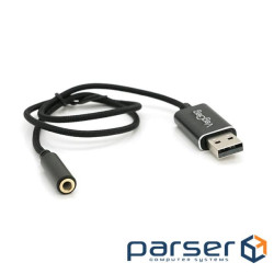 Перехідник для навушників VegGieg V-K201 USB2.0(M)-Jack3.5(F), Black, Box
