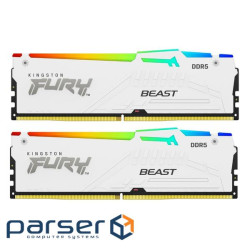 Модуль пам'яті KINGSTON FURY Beast RGB EXPO White DDR5 6400MHz 32GB Kit 2x16GB (KF564C32BWEAK2-32)
