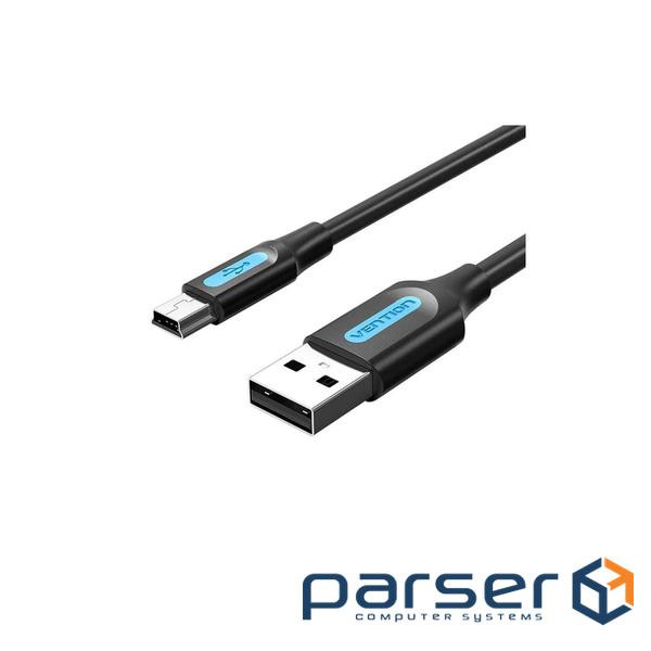 Дата кабель USB 2.0 AM to Mini 5P 0.5m black Vention (COMBD)