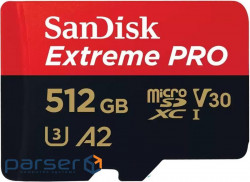 Карта пам'яті SanDisk 512GB microSDXC C10 UHS-I U3 R200/W140MB/s Extreme Pro V3 (SDSQXCD-512G-GN6MA)