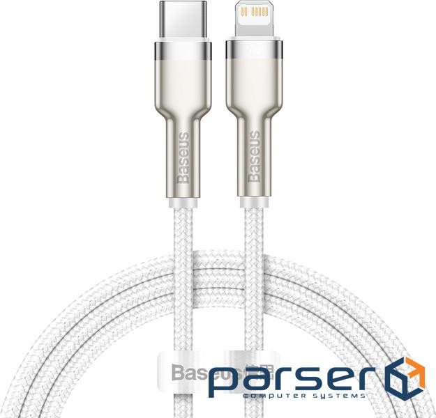 Кабель Baseus Cafule Metal USB-C-Lightning, 1м White (6953156202078)