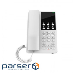 Grandstream GHP620, White Compact Hotel IP Phones, 2 lines, 2 SIP accounts, One 10/100 Mbsps Etherne