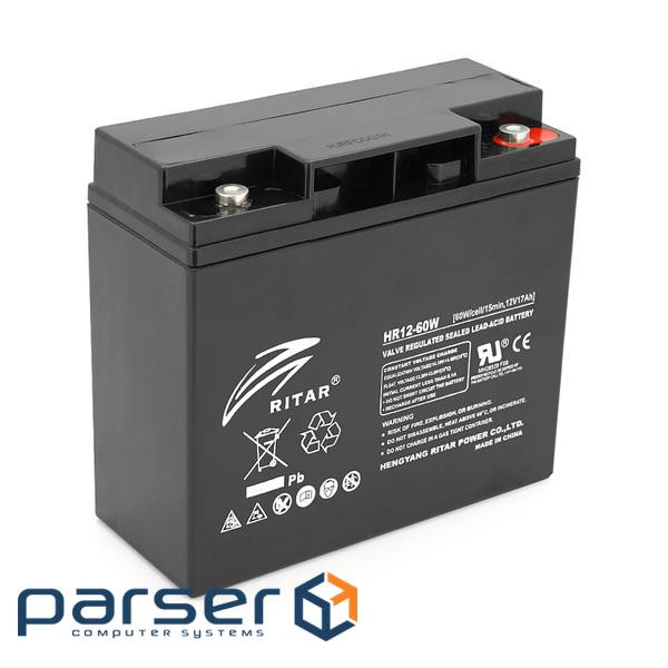 Акумуляторна батарея AGM RITAR HR12-60W, Black Case, 12V 17.0Ah (181 х 77 х 167 (167 ) 4. (HR1260B)