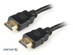 Кабель HDMI to HDMI M/ M 12.0m, HS+HEC+ARC D=8.0mm AWG26 Gold, HQ, черный (78.01.4426-20)