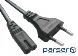 Power cable for IEC devices (EuroPlug)-(C7)Euro8 M/M 1.8m, 0.75mm D=6.0mm Cu, black (19.99.2096-1)
