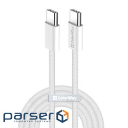 Дата кабель USB-C to USB-C 2.0m (braided cotton) (PD Fast Charging 60W) 3.0А grey ColorWay (CW-CBPDCC068-GR)