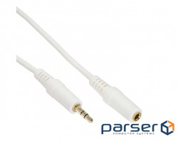 Jack 3.5mm 3pin M / F 2.0m Audio Extension Cable, Stereo AUX D = 4.0mm Gold, White (77.W9.9931-1)