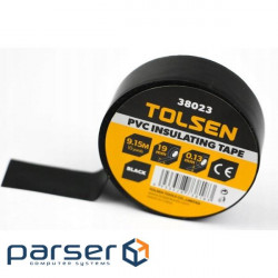 Стрічка ізоляційна Tolsen 19 мм х 9.2 м чорна 0.13 мм (38023)