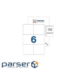Етикетка самоклеюча UKRMARK A4-06-WT, 6 на листі, 99мм х 105 мм, 100 листів (900685)