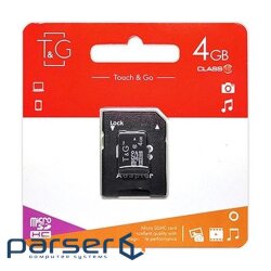 Карта памяти T&G 4 GB microSDHC Class 10 + SD-adapter (TG-4GBSDCL10-01)