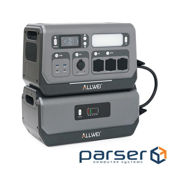 Портативная зарядная станция ALLWEI SGR-PPS2400-2PRO+BAT, 2400W / 4096Wh LiFePO₄, MPPT 500W max ХТ60