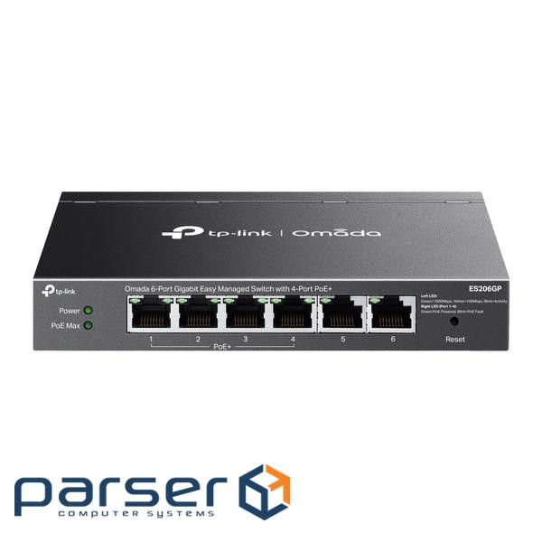 Комутатор 6-портовий гігабітний Omada Easy Managed з 4 портами PoE+ TP-Link, ES206GP TP-LINK ES2
