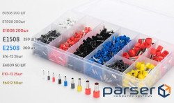 Набір клем / наконечників 1200шт (E0508w-200, E7508g-200, E1008r-200, E1508bl-250, E2508b (YT-39498) (E0508w-200, E7508g-200, E1008r-200, E1508bl-250, E2508b (YT-39498)
