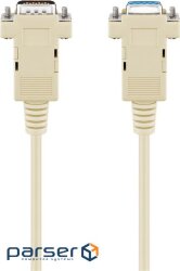 Extension device cable COM(DB9) M/F 2.0m, D=4.5mm 1:1 collapsible, gray (75.03.3403-1)