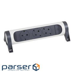 Подовжувач ПРЕМІУМ 3х2К+З розетки 16 А, поворотний, без кабеля , колір Білий/Чорний (694543)