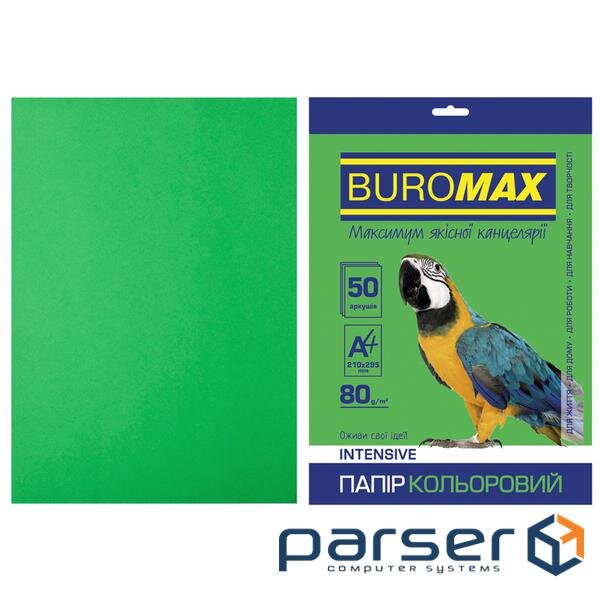 Папір Buromax А 4, 80g, INTENSIVE green, 50sh (BM.2721350-04)