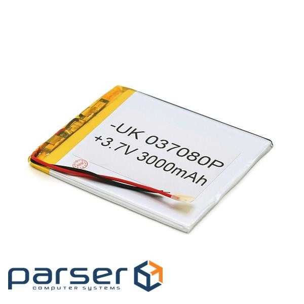 Літій-полімерний акумулятор 3*70*80mm (Li-ion 3.7В 3000мА&middot,год) (307080) ) (307080)