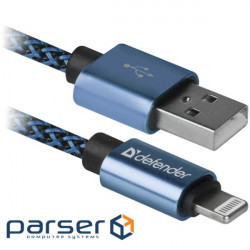 Date cable USB 2.0 AM to Lightning 1.0m ACH01-03T 2.1A blue Defender (87811)