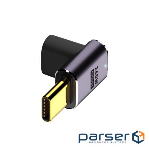Перехідник обладнання USB Type-C M/F (адаптер),(USB4.0) 90ёвертикал 40Gbps 240W,срібний (62.09.8483-