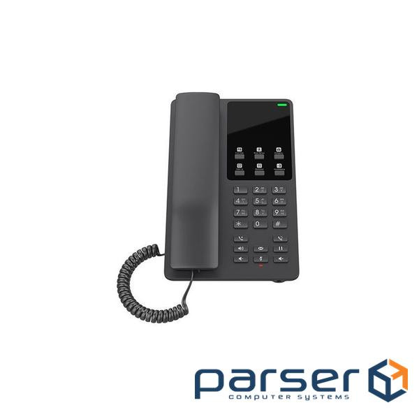 Grandstream GHP621, Black Compact Hotel IP Phones, 2 lines, 2 SIP accounts, One 10/100 Mbsps Etherne