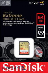 Карта памяти SanDisk 64GB SD class 10 UHS-I U3 V30 Extreme (SDSDXV2-064G-GNCIN)