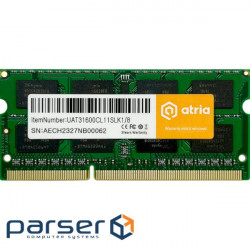 Memory module ATRIA SO-DIMM DDR3 1600MHz 8GB (UAT31600CL11SLK1/8)