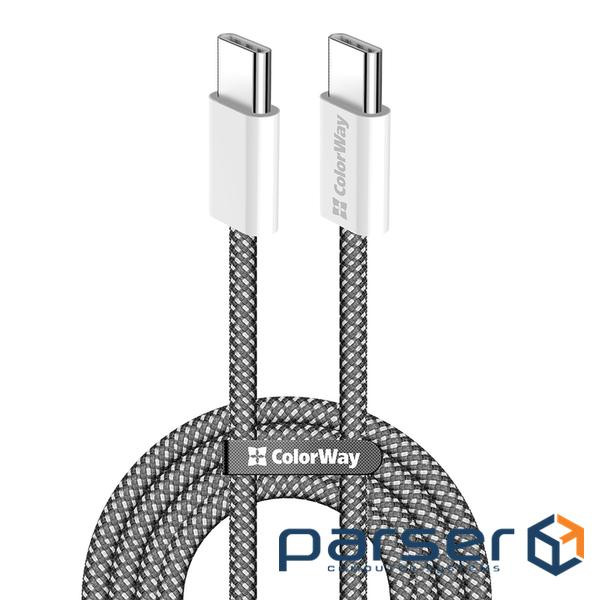Дата кабель USB-C to USB-C 2.0m (braided cotton) (PD Fast Charging 60W) 3.0А black ColorWay (CW-CBPDCC068-BK)