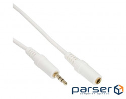 Jack 3.5mm 3pin M / F 1.0m Audio Extension Cable, Stereo AUX D = 4.0mm Gold, White (77.W9.9934-1)