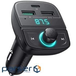 Автозарядка 3xUSB 31,5W (USB-C+2xUSB-A) BT Transmitter + TF Чорна (CD229) UGREEN (80910)