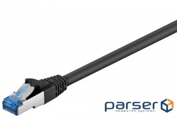 Патч-корд екранований RJ45 SFTP6a 0.5m, patch AWG27 D=6.0mm LSOH Gold Cu,чорний (75.09.3664-10)