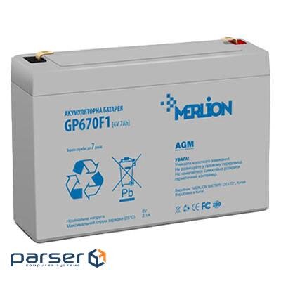 Акумуляторна батарея MERLION GP670F1 (6В, 7Ач)