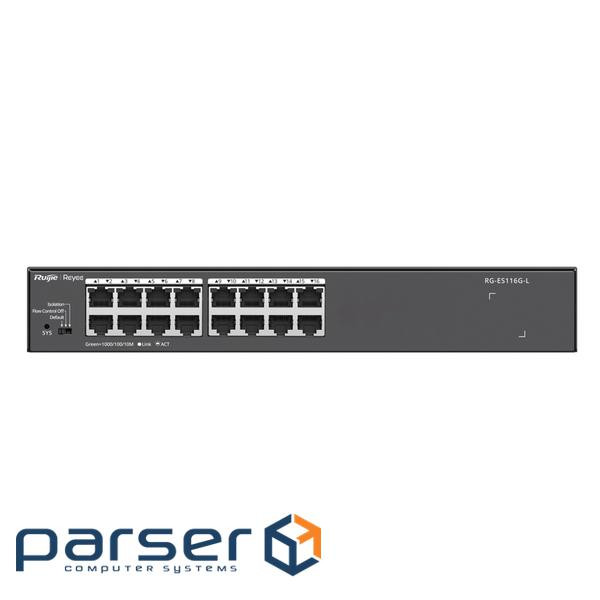 16-портовий гігабітний некерований комутатор Ruijie Reyee RG-ES116G-L