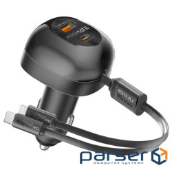Зарядний пристрій Promate 1xUSB-C PD + 1xUSB + cable USB-C/Lightning max 81W black (powerdrive-rci81