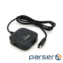 Хаб VEGGIEG V-C240 Type-C, 4 порти USB 2.0, 20 см , Black, Box (YT-TC-V-C240)