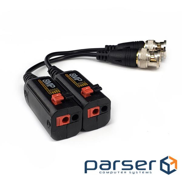 Video adapter Terminal block-BNC/75ohm, Video balun 1080p/8MP pair, black (84.00.7002-1)