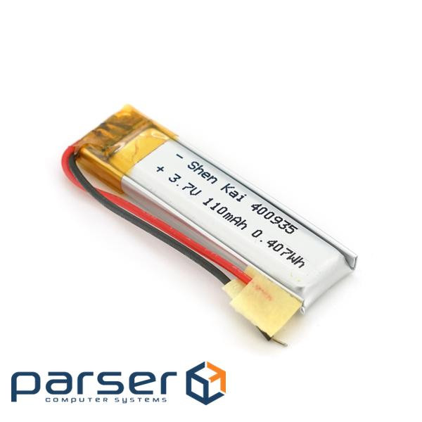 Літій-полімерний акумулятор 4*09*35mm (Li-ion 3.7В 110мА&middot,ч) (400935) ) (400935)