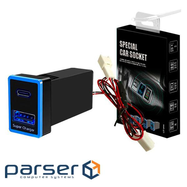 АЗУ врізне 130W-D01T03-С, PD+QC, Type-C: 100W, USB: 30W, LED підсвічування, комплект (130W-D01ST03) (130W-D01ST03)