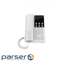 Grandstream GHP620W, White Compact Hotel IP Phones, 2 lines, 2 SIP accounts, One 10/100 Mbsps Ethern