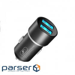 Автомобільний зарядний пристрій SkyDolphin SZ02 Aluminium (2USB, 2.4A) Black (AZP-000074)