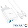Мережевий зарядний пристрій HOCO C105A Stage dual port PD20W+QC3.0 charger set (C to (6931474782939)